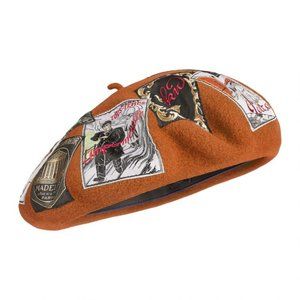 Laulhere Paris Patched/Stamped Beret Hat in Maple Color